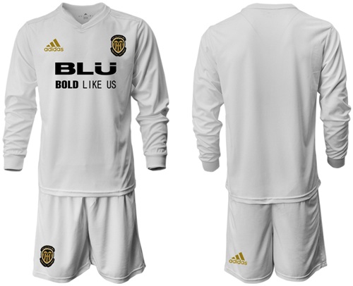 Valencia Blank Home Long Sleeves Soccer Club Jersey